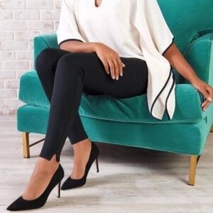 Spanx Ponte Knit Split Hem Petite Black Ankle Leggings